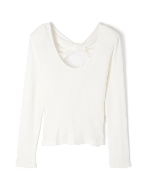 M DOLLY(エムドリー)の「back ribbon lace velata tops/バックリボンレースヴェラータトップス(Tシャツ/カットソー・レディース・ホワイト/ブラック・FREE)」の13枚目の写真