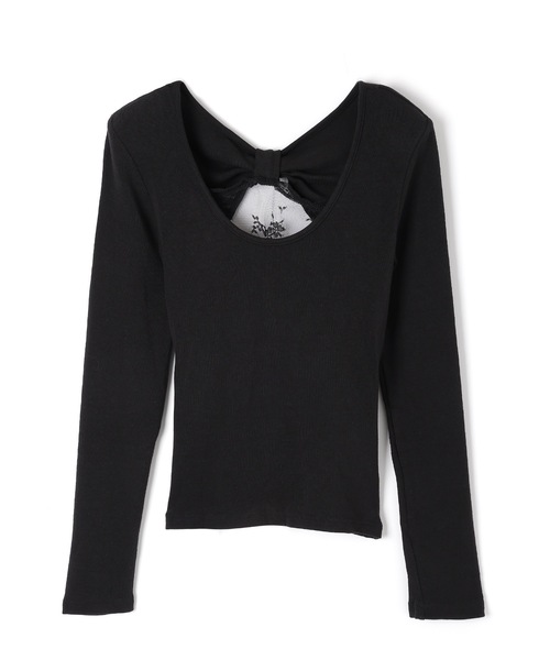 M DOLLY(エムドリー)の「back ribbon lace velata tops/バックリボンレースヴェラータトップス(Tシャツ/カットソー・レディース・ホワイト/ブラック・FREE)」の14枚目の写真