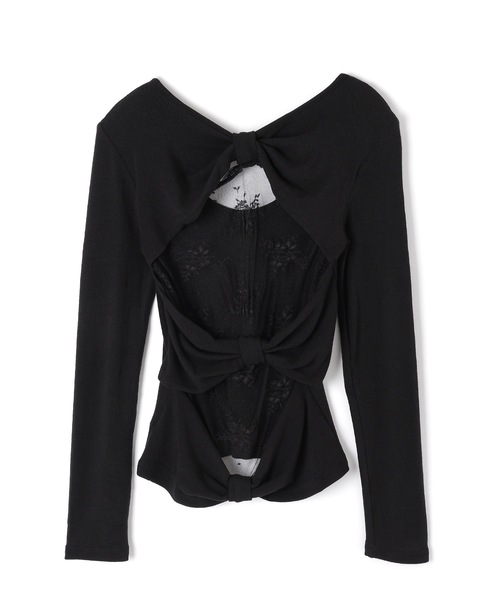 M DOLLY(エムドリー)の「back ribbon lace velata tops/バックリボンレースヴェラータトップス(Tシャツ/カットソー・レディース・ホワイト/ブラック・FREE)」の15枚目の写真