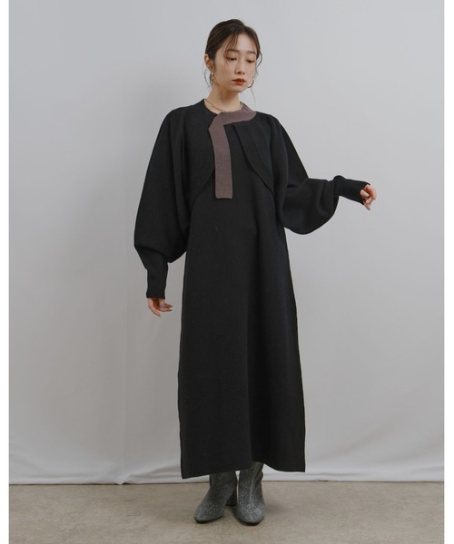 palm RICHE(ポームリシュ)の「ボレロセットニットワンピース(ワンピース・レディース・ブラック/アイボリー・M)」の17枚目の写真