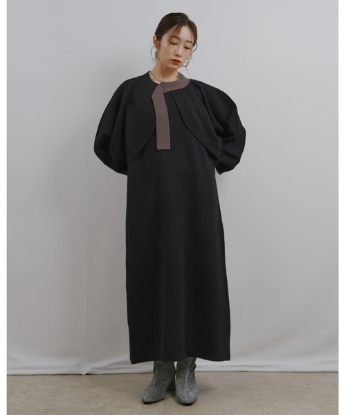 palm RICHE(ポームリシュ)の「ボレロセットニットワンピース(ワンピース・レディース・ブラック/アイボリー・M)」の18枚目の写真