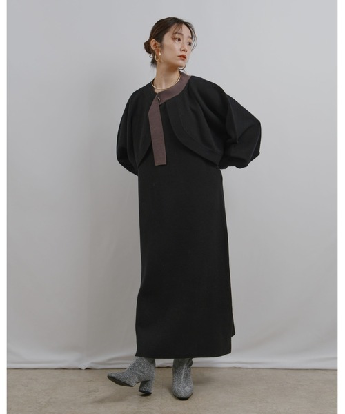 palm RICHE(ポームリシュ)の「ボレロセットニットワンピース(ワンピース・レディース・ブラック/アイボリー・M)」の21枚目の写真