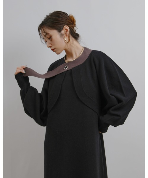 palm RICHE(ポームリシュ)の「ボレロセットニットワンピース(ワンピース・レディース・ブラック/アイボリー・M)」の15枚目の写真