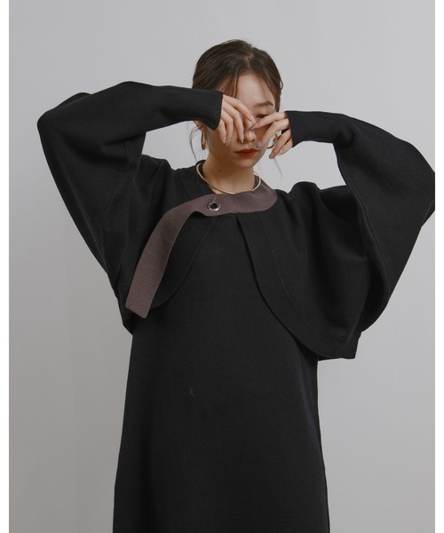 palm RICHE(ポームリシュ)の「ボレロセットニットワンピース(ワンピース・レディース・ブラック/アイボリー・M)」の16枚目の写真