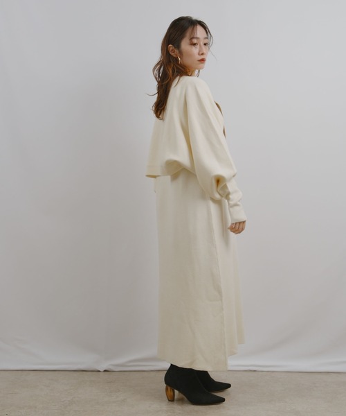 palm RICHE(ポームリシュ)の「ボレロセットニットワンピース(ワンピース・レディース・ブラック/アイボリー・M)」の11枚目の写真