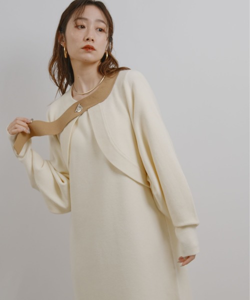 palm RICHE(ポームリシュ)の「ボレロセットニットワンピース(ワンピース・レディース・ブラック/アイボリー・M)」の6枚目の写真