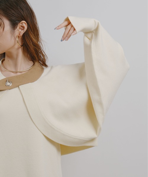 palm RICHE(ポームリシュ)の「ボレロセットニットワンピース(ワンピース・レディース・ブラック/アイボリー・M)」の10枚目の写真