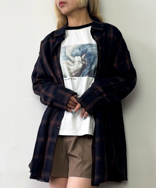 NICOLE CLUB(ニコル クラブ)の「オンブレチェックシャツ(シャツ/ブラウス・レディース・ブラウン/ネイビー/オフホワイト・MEDIUM)」の3枚目の写真