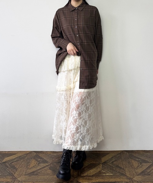 NICOLE CLUB(ニコル クラブ)の「オンブレチェックシャツ(シャツ/ブラウス・レディース・ブラウン/ネイビー/オフホワイト・MEDIUM)」の6枚目の写真