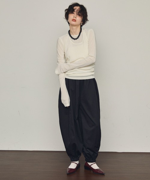 Trish（トリッシュ）の「シアーフロッキーホルターネックレイヤードロンT（Tシャツ/カットソー・レディース・グレー/ブラウン/ホワイト/ブラック・MEDIUM）」の8枚目の写真