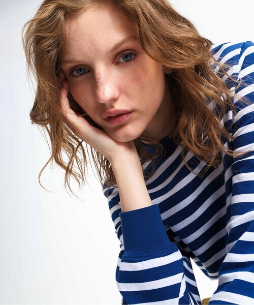 AIGLE(エーグル)の「UVカット フレンチテリーボーダースウェット(スウェット・レディース・ダークネイビー/ライトブルー/ブルー・36/38)」の6枚目の写真