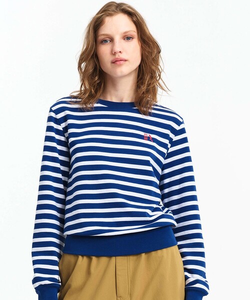 AIGLE(エーグル)の「UVカット フレンチテリーボーダースウェット(スウェット・レディース・ダークネイビー/ライトブルー/ブルー・36/38)」の8枚目の写真
