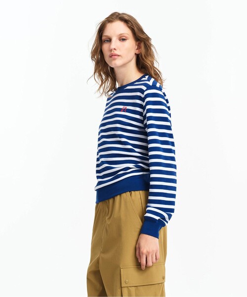 AIGLE(エーグル)の「UVカット フレンチテリーボーダースウェット(スウェット・レディース・ダークネイビー/ライトブルー/ブルー・36/38)」の9枚目の写真