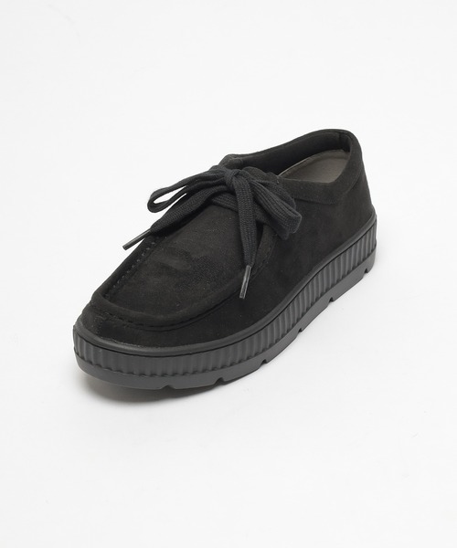 黒スエードモカシンデッキシューズ Honeys（ハニーズ） デッキシューズ モカシン フェイクスエード