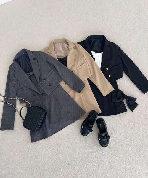 MAJESTIC LEGON（マジェスティックレゴン）の「キラキラビッグリボンミニワンピ（ワンピース・レディース・グレー/ブラック/ベージュ・MEDIUM）」の20枚目の写真