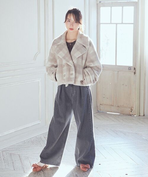 セール】【WEB限定】シャギーショートコート（ブルゾン）｜earth