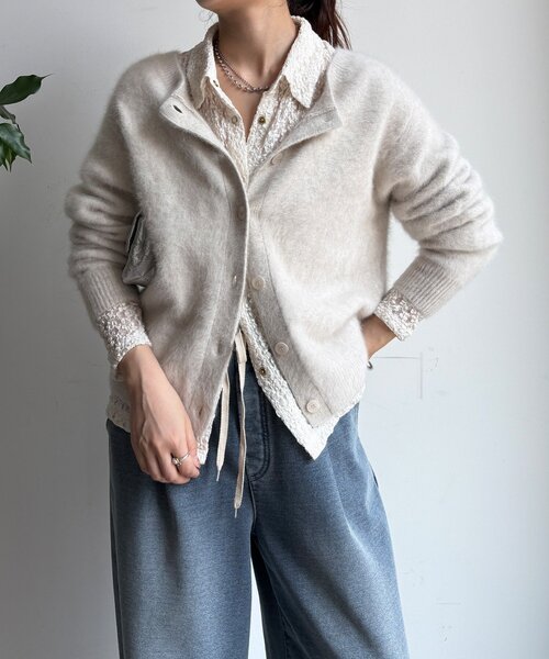 DouDou（ドゥドゥ）の「ファーカシミヤカーディガン（カーディガン/ボレロ・レディース・ホワイト/ブラウン/ピンク/モカ・FREE）」の15枚目の写真