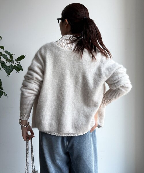 DouDou（ドゥドゥ）の「ファーカシミヤカーディガン（カーディガン/ボレロ・レディース・ホワイト/ブラウン/ピンク/モカ・FREE）」の16枚目の写真