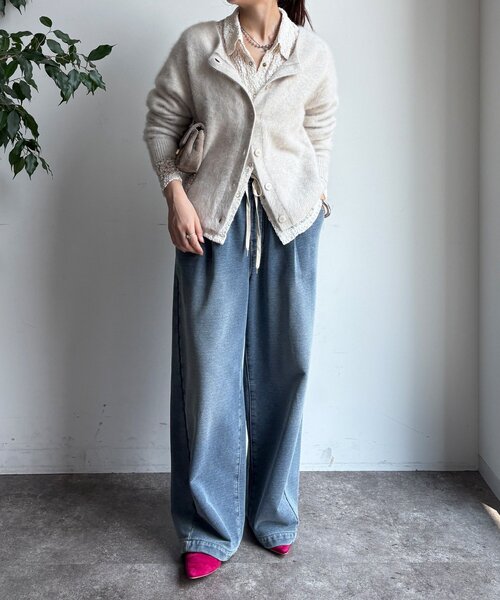 DouDou（ドゥドゥ）の「ファーカシミヤカーディガン（カーディガン/ボレロ・レディース・ホワイト/ブラウン/ピンク/モカ・FREE）」の17枚目の写真