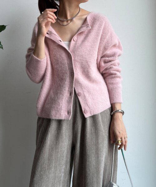 タグ付き／未使用 CASIMICOファーカシミヤ カーディガン　ピンク セール】ファーカシミヤカーディガン（カーディガン/ボレロ）｜DouDou