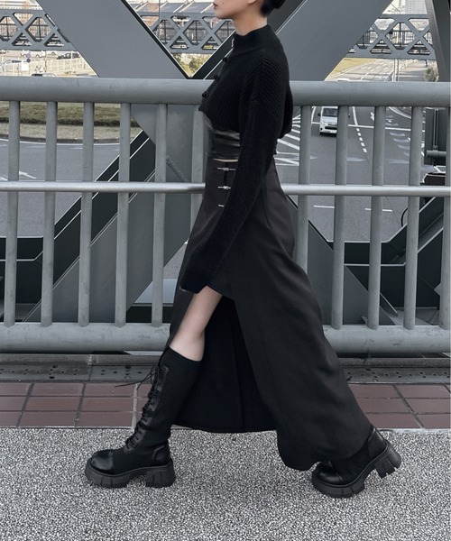 LVEU.(ラブユ.)の「【LVEU.】プラットフォームロングソックスブーツ / シューズ 靴 くつ ブーツ プラットフォーム レースアップ ロング ソックスブーツ ニットブーツ ワーク カジュアル 23cm 23.5cm 24cm 24.5cm ブラック(ブーツ・レディース・ブラック・23/24.5/24/23.5)」の22枚目の写真