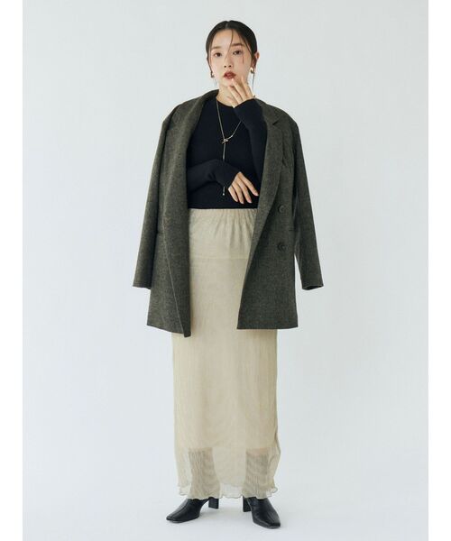 LAGUNAMOON（ラグナムーン）の「シアーラメプリーツIラインスカート（スカート・レディース・ベージュ/ピンク・SMALL/MEDIUM）」の6枚目の写真