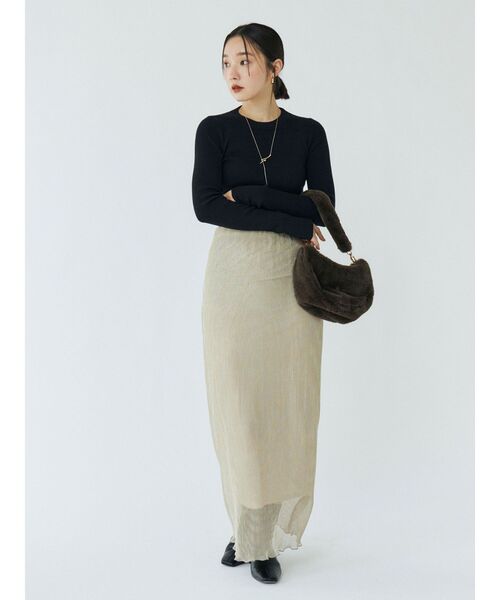 LAGUNAMOON（ラグナムーン）の「シアーラメプリーツIラインスカート（スカート・レディース・ベージュ/ピンク・SMALL/MEDIUM）」の8枚目の写真