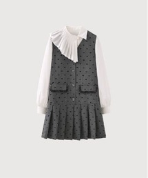 LA POMME petit(|~Ev`)Embroidery Pleats One Piece Shirt Set Up(ZbgAbv)