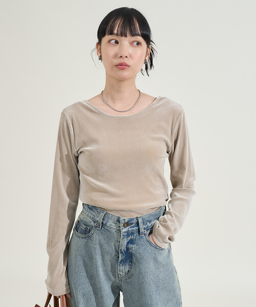 ベロア バックオープンロンT（Tシャツ/カットソー）｜FREAK'S STORE