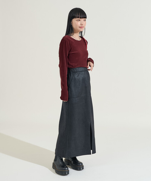 FREAK'S STORE(フリークスストア)の「ベロア バックオープンロンT(Tシャツ/カットソー・レディース・ブラック/ワイン/ベージュ/ネイビー・フリ-)」の10枚目の写真
