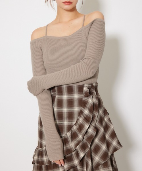 セール】Rロゴバックリボンオフショルニットトップス 秋服 冬服