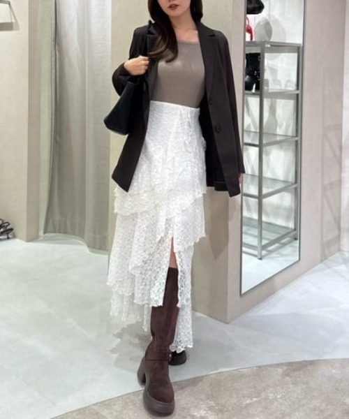 rienda（リエンダ）の「Rロゴバックリボンオフショルニットトップス 秋服 冬服（ニット/セーター・レディース・ホワイト/ライトブルー/ブラック/ベージュ・FREE）」の19枚目の写真