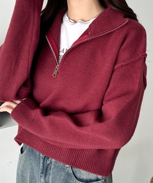セール】ハーフジップニットプルオーバー（ニット/セーター）｜CLEA