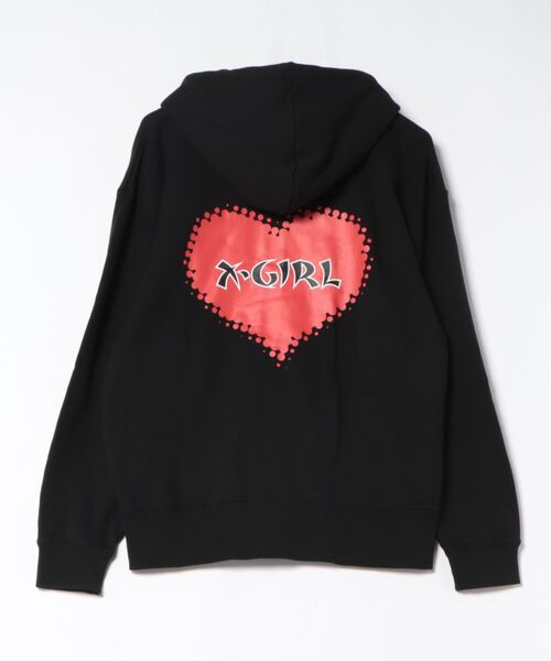 X-girl(エックスガール)の「X-GIRL/エックスガール HEART ZIP UP HOODIE パーカー 105253012024(パーカー・レディース・グレー/ブラック・M/S)」の3枚目の写真
