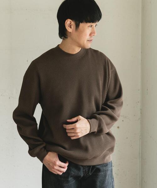 URBAN RESEARCH DOORS（アーバンリサーチドアーズ）の「『UR TECH』ワッフルロングスリーブTシャツ（Tシャツ/カットソー・メンズ・ブラウン/ホワイト系その他/チャコールグレー・MEDIUM/LARGE）」の4枚目の写真