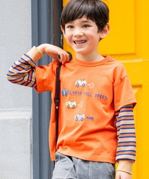 KP BOY | 車アップリケ レイヤード風長袖Tシャツ(Tシャツ/カットソー)