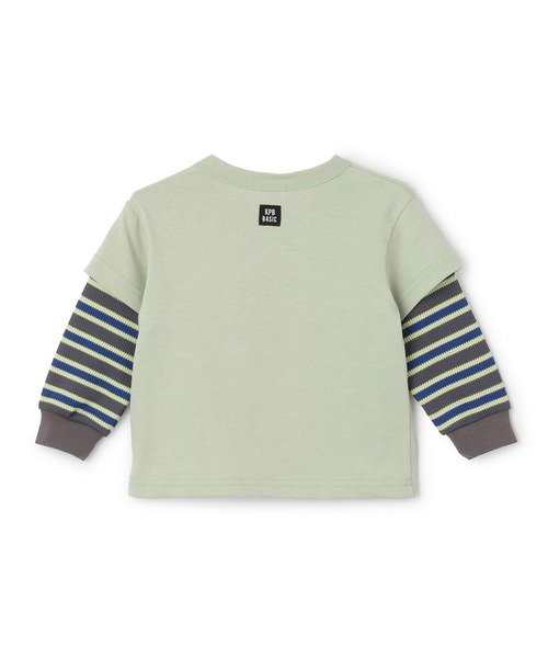 KP BOY（ケーピーボーイ）の「車アップリケ レイヤード風長袖Tシャツ（Tシャツ/カットソー・キッズ・オレンジ/ミント・100cm/120cm/90cm/110cm/80ｃｍ）」の3枚目の写真