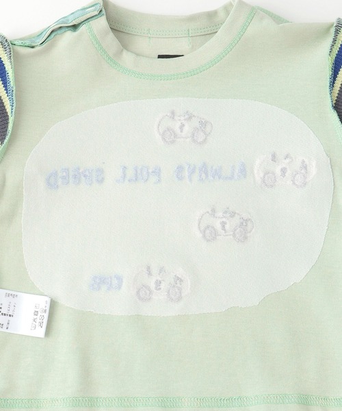 KP BOY（ケーピーボーイ）の「車アップリケ レイヤード風長袖Tシャツ（Tシャツ/カットソー・キッズ・オレンジ/ミント・100cm/120cm/90cm/110cm/80ｃｍ）」の6枚目の写真