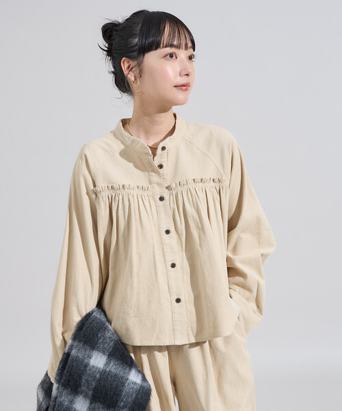 FREAK'S STORE(フリークスストア)の「<セットアップ対応> コーデュロイ ギャザーシャツ(シャツ/ブラウス・レディース・ナチュラル/ネイビー/ワインレッド・フリ-)」の9枚目の写真