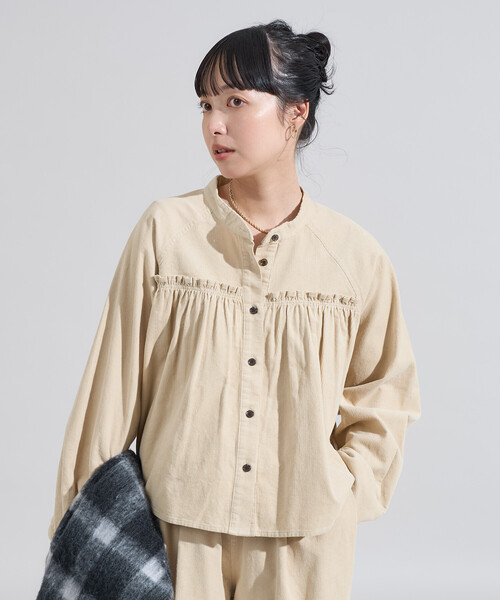 FREAK'S STORE(フリークスストア)の「<セットアップ対応> コーデュロイ ギャザーシャツ(シャツ/ブラウス・レディース・ナチュラル/ネイビー/ワインレッド・フリ-)」の10枚目の写真