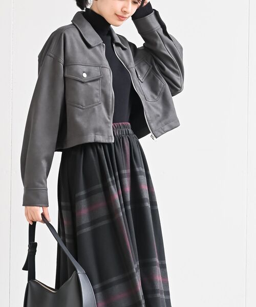 rps（アールピーエス）の「スエードポンチジップショートジャケット（ブルゾン・レディース・ブラウン/モカ/チャコールグレー/アイボリー/ブラック系その他4/ダークブラウン・フリー）」の14枚目の写真