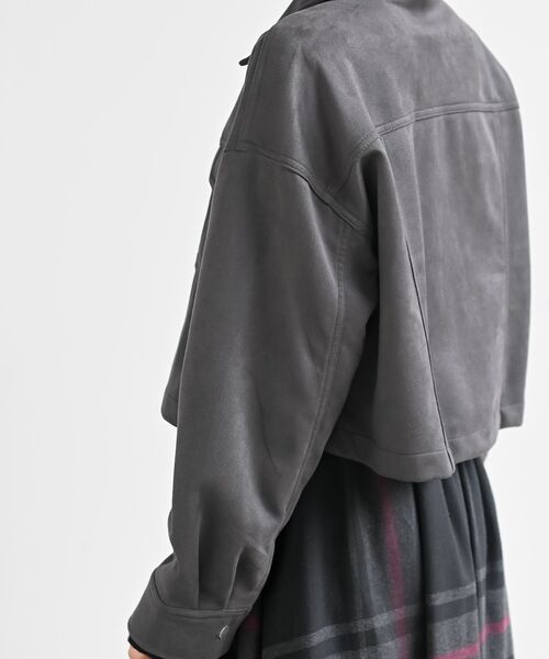 rps（アールピーエス）の「スエードポンチジップショートジャケット（ブルゾン・レディース・ブラウン/モカ/チャコールグレー/アイボリー/ブラック系その他4/ダークブラウン・フリー）」の19枚目の写真