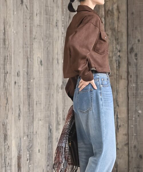 rps（アールピーエス）の「スエードポンチジップショートジャケット（ブルゾン・レディース・ブラウン/モカ/チャコールグレー/アイボリー/ブラック系その他4/ダークブラウン・フリー）」の21枚目の写真