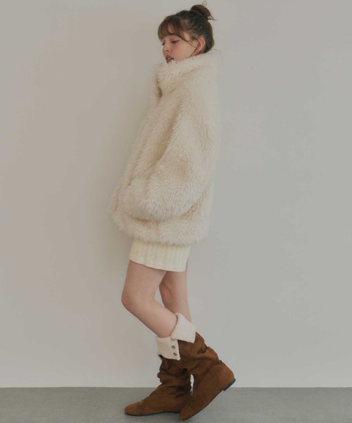 Lepus Fae（レプスフェイ）の「プードルボアブルゾン（ブルゾン・レディース・ピンク/モカ/アイボリー・1/0）」の5枚目の写真