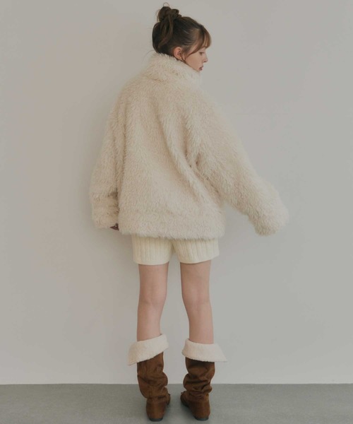 Lepus Fae（レプスフェイ）の「プードルボアブルゾン（ブルゾン・レディース・ピンク/モカ/アイボリー・1/0）」の6枚目の写真