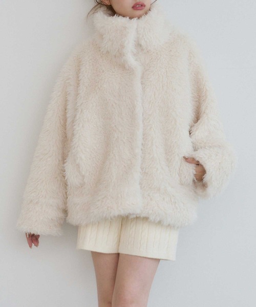 Lepus Fae（レプスフェイ）の「プードルボアブルゾン（ブルゾン・レディース・ピンク/モカ/アイボリー・1/0）」の7枚目の写真