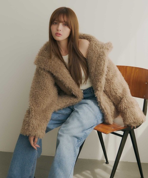 Lepus Fae（レプスフェイ）の「プードルボアブルゾン（ブルゾン・レディース・ピンク/モカ/アイボリー・1/0）」の11枚目の写真