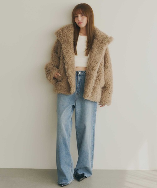 Lepus Fae（レプスフェイ）の「プードルボアブルゾン（ブルゾン・レディース・ピンク/モカ/アイボリー・1/0）」の17枚目の写真