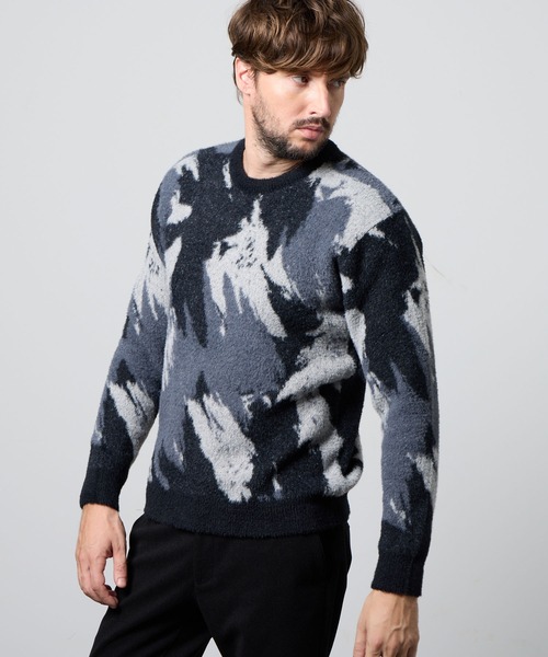 HIDEAWAYS NICOLE（ハイダウェイニコル）の「【WEB限定】アラカルトシャギージャカードプルオーバーニット（ニット/セーター・メンズ・ホワイト系その他/ブラック系その他2/ブラック系その他/ホワイト系その他2・X-LARGE/LARGE/MEDIUM）」の3枚目の写真