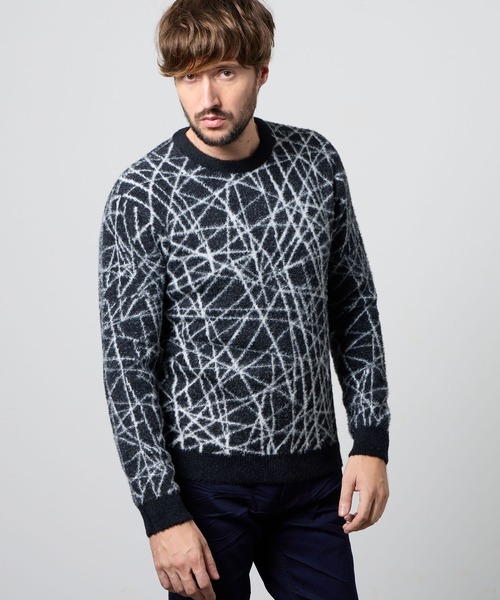 HIDEAWAYS NICOLE（ハイダウェイニコル）の「【WEB限定】アラカルトシャギージャカードプルオーバーニット（ニット/セーター・メンズ・ホワイト系その他/ブラック系その他2/ブラック系その他/ホワイト系その他2・X-LARGE/LARGE/MEDIUM）」の4枚目の写真